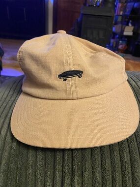 Vans Beige Corduroy Cap with Black Skateboard Embroidery